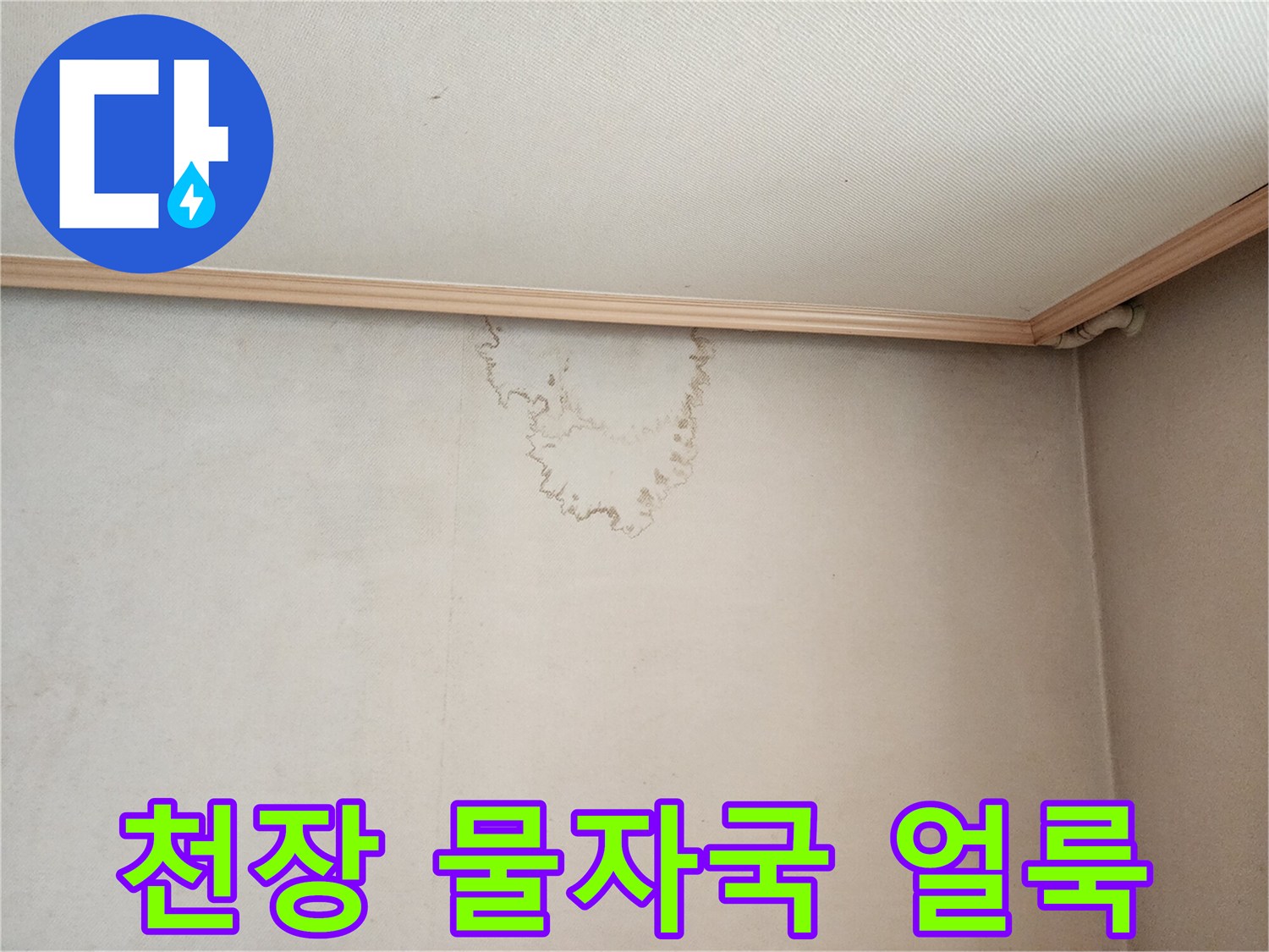 종로구 거실 천장 벽지에 발생한 누수 흔적과 얼룩 상태