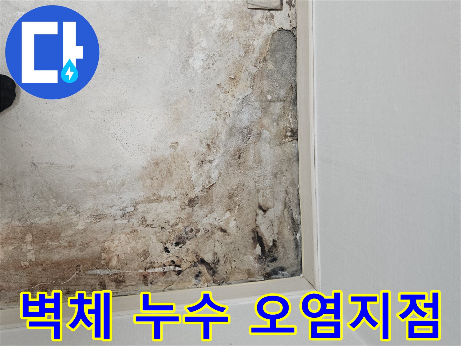 보일러실 벽면-심한 습기와 곰팡이 발생 부위