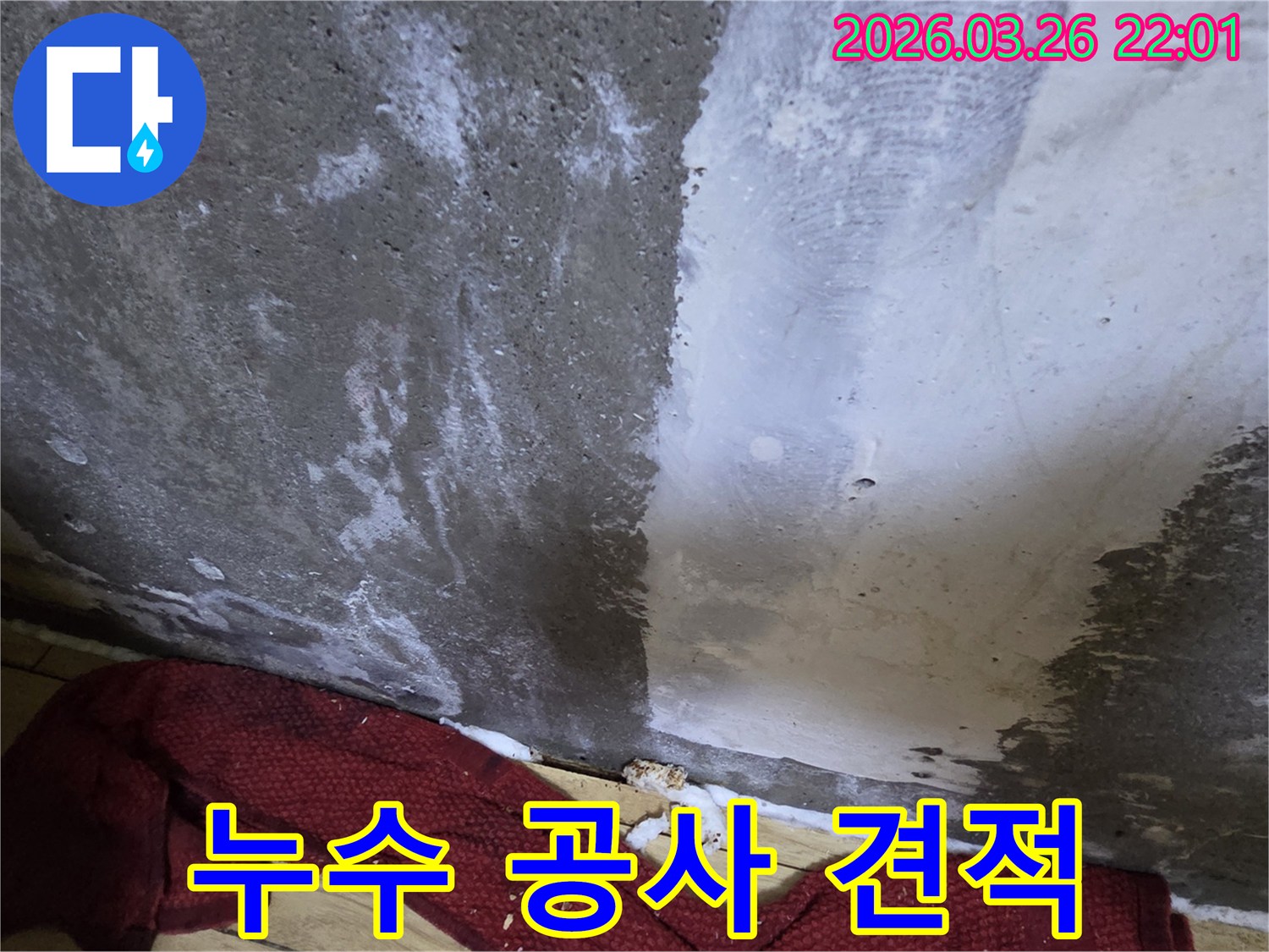 콘크리트-벽면의-누수로-인한-백화-현상-공사-비용에-대한-견적-상담-진행-전-사진