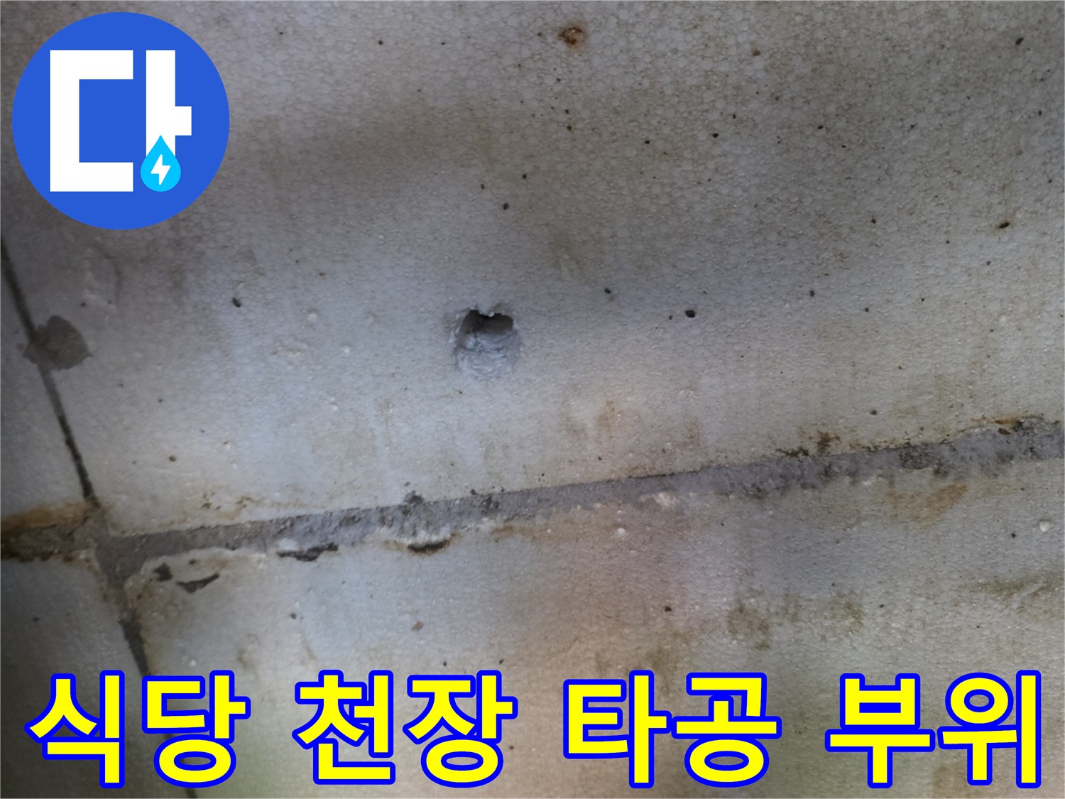 양주 백석읍 식당 내부의 천장 타공된 모습입니다.