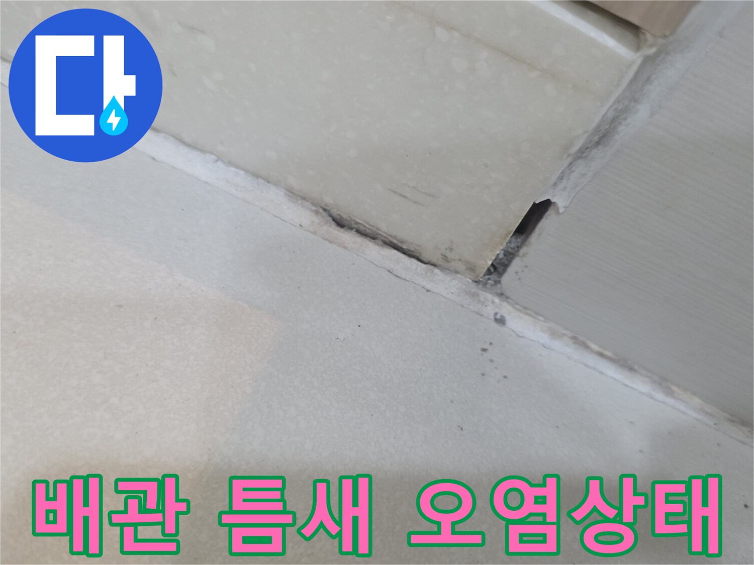 하수배관-연결부-사이의-오염된-틈새-모습