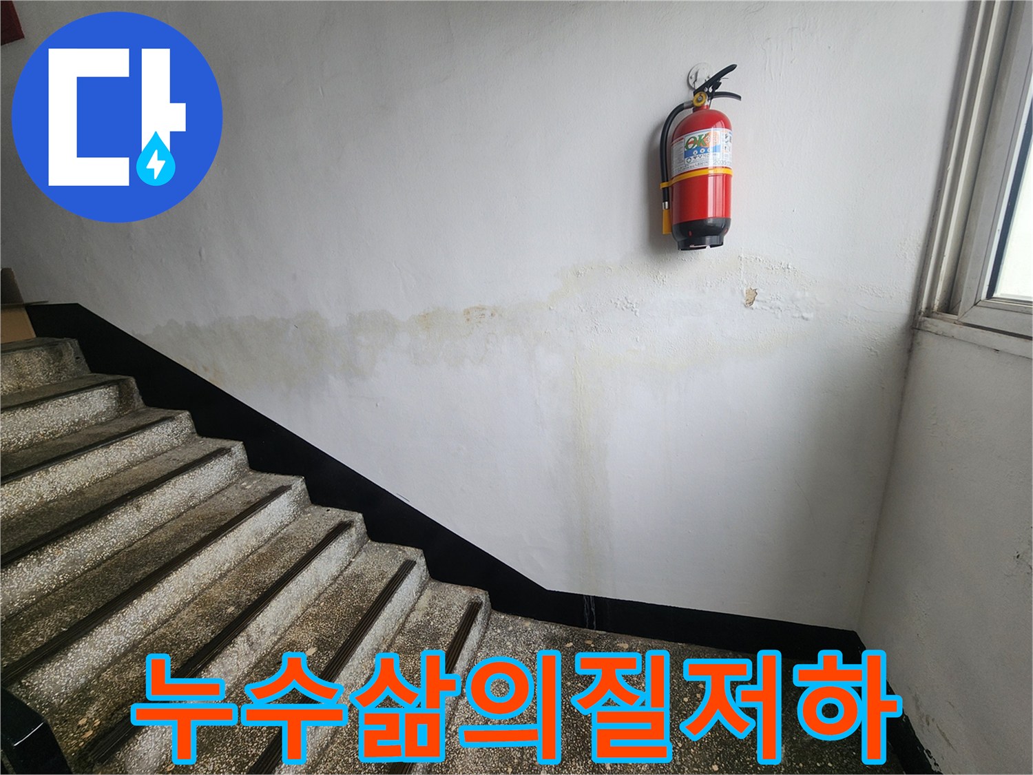 이-사진은-인천 남동구 아파트 계단 벽면의-누수로 인해-저하된 삶의 질을-시사하며-쾌적한 환경 조성의-필요성을 강조합니다
