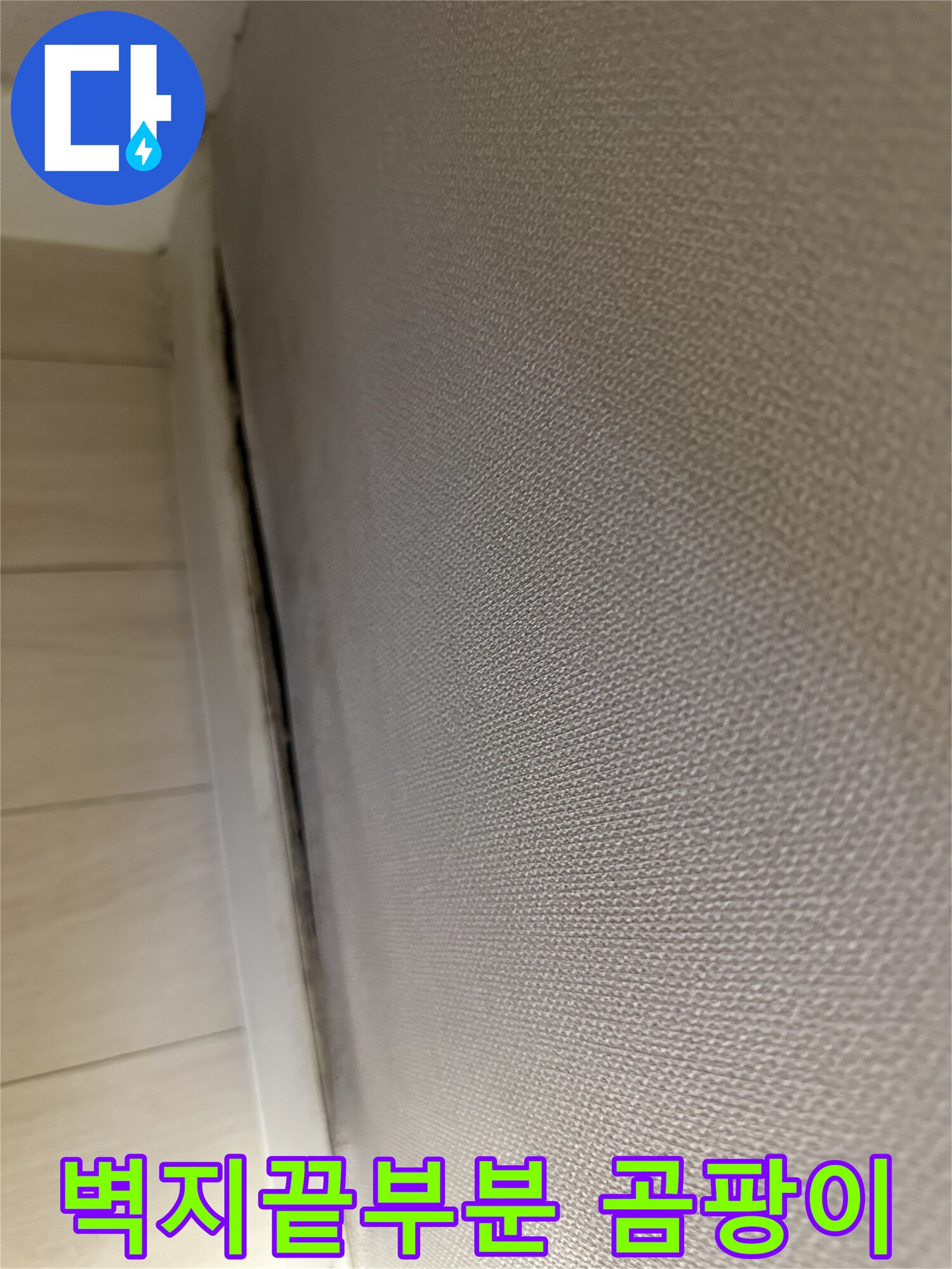 욕실-옆-벽면-하단-벽지-들뜸과-곰팡이-발생-부위
