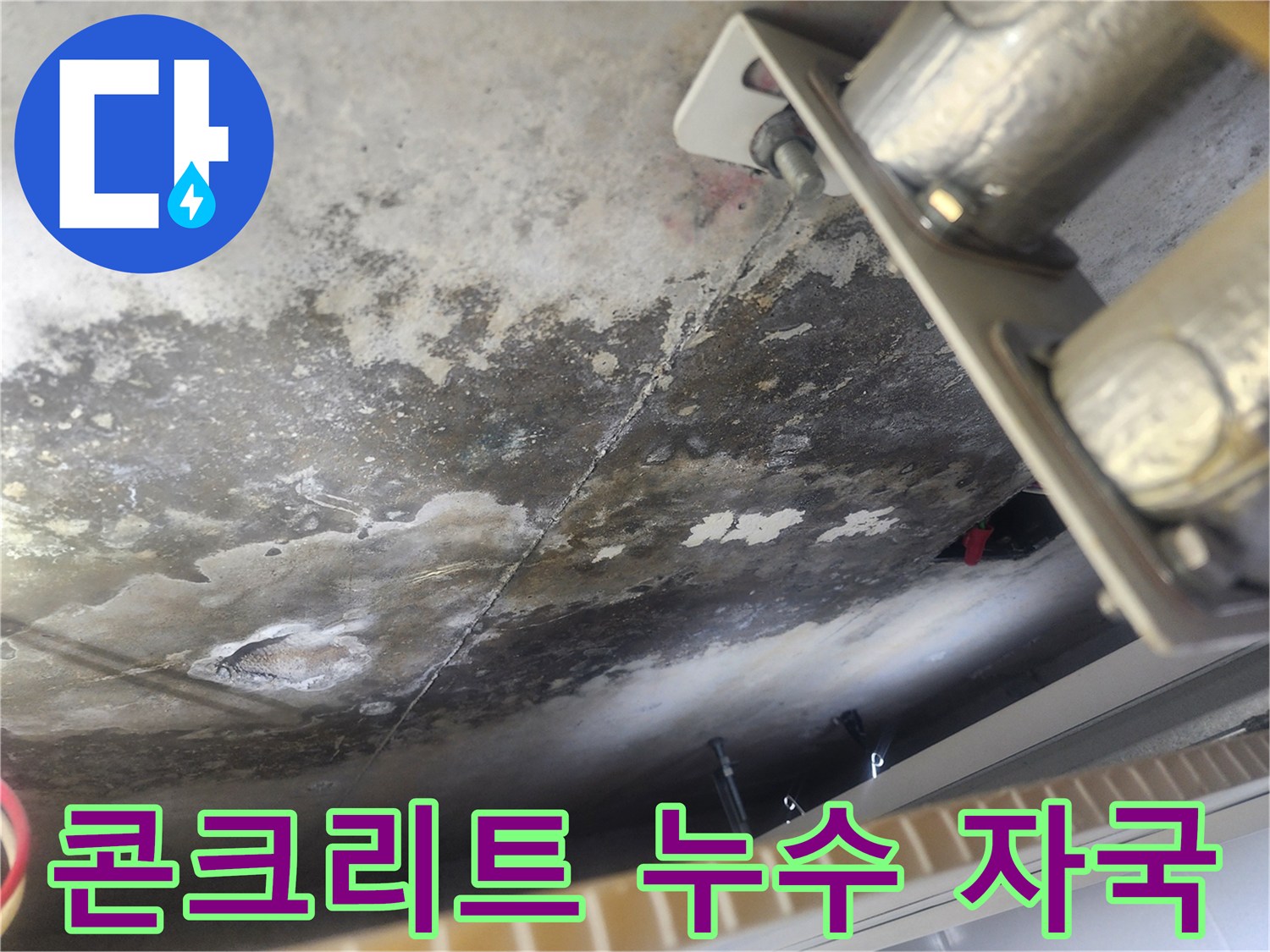 누수 전문가가 촬영한-아랫집 천장의-물기 흔적과 곰팡이 모습