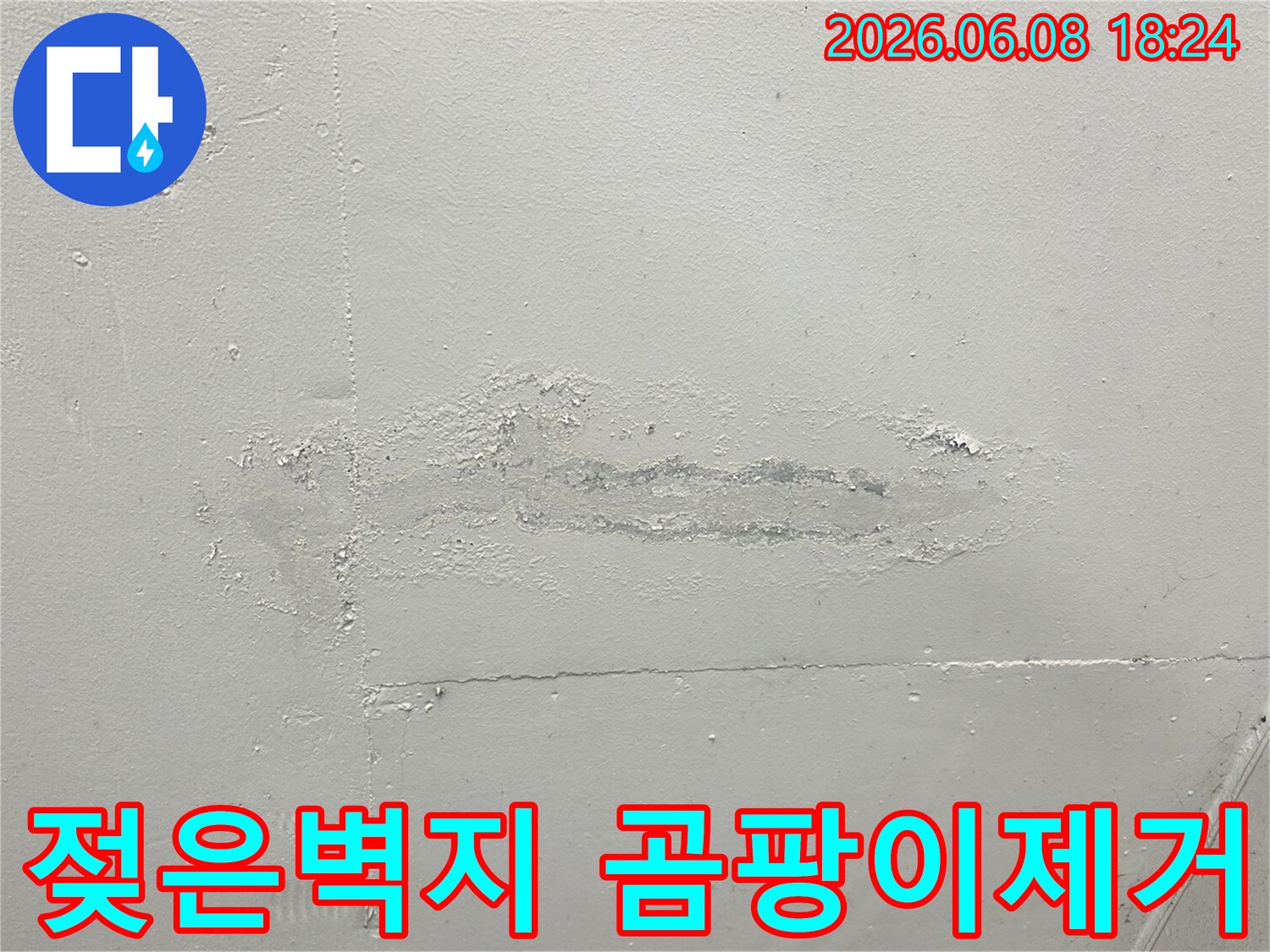 빌라-벽면에서-누수로-인해-페인트가-들뜨고-변색된-모습을-보여주며-곰팡이-발생-위험이-높음을-나타냅니다