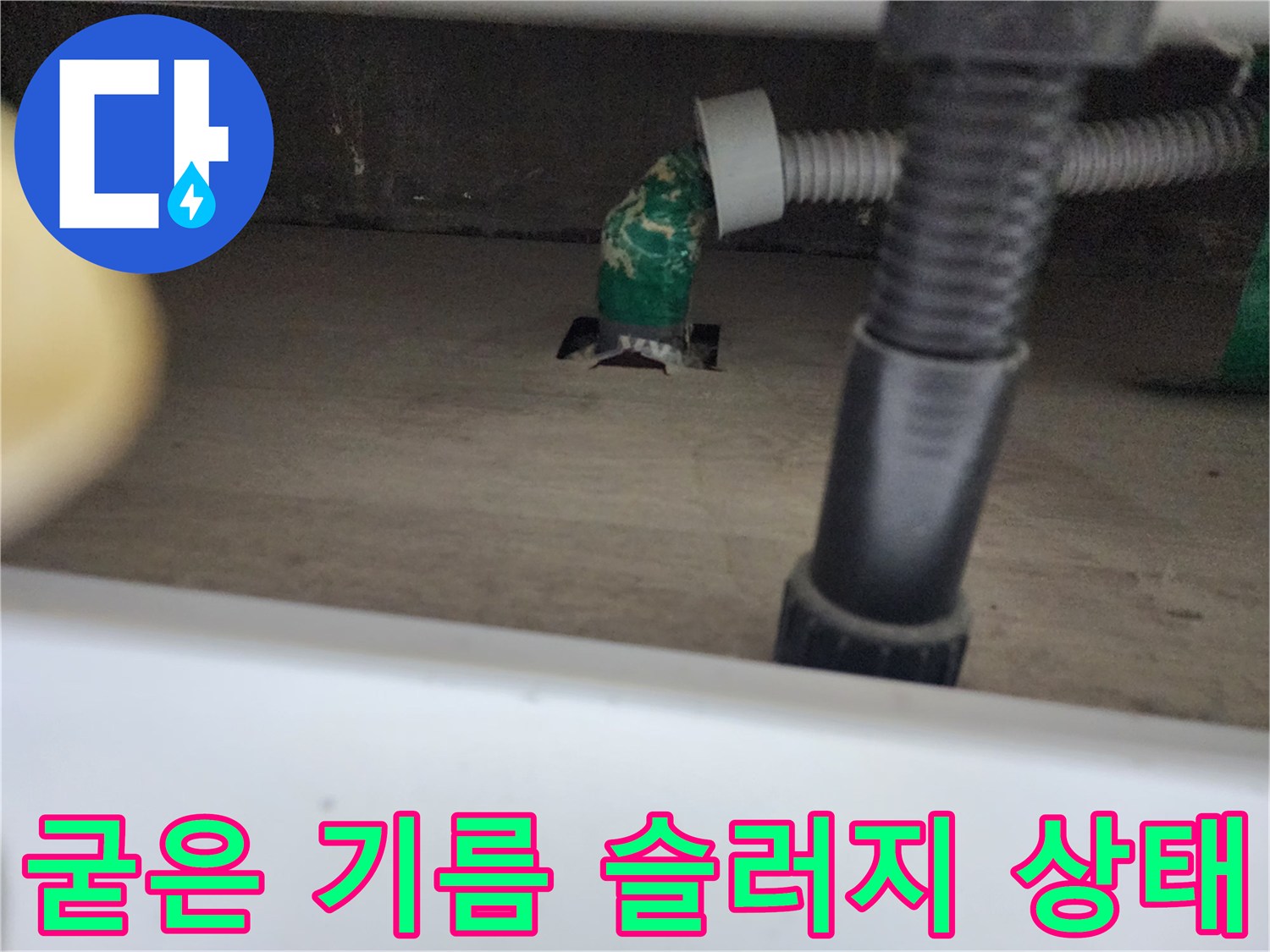 중구 중림동-하수구 배관 입구에 쌓인 초록색 기름 찌꺼기