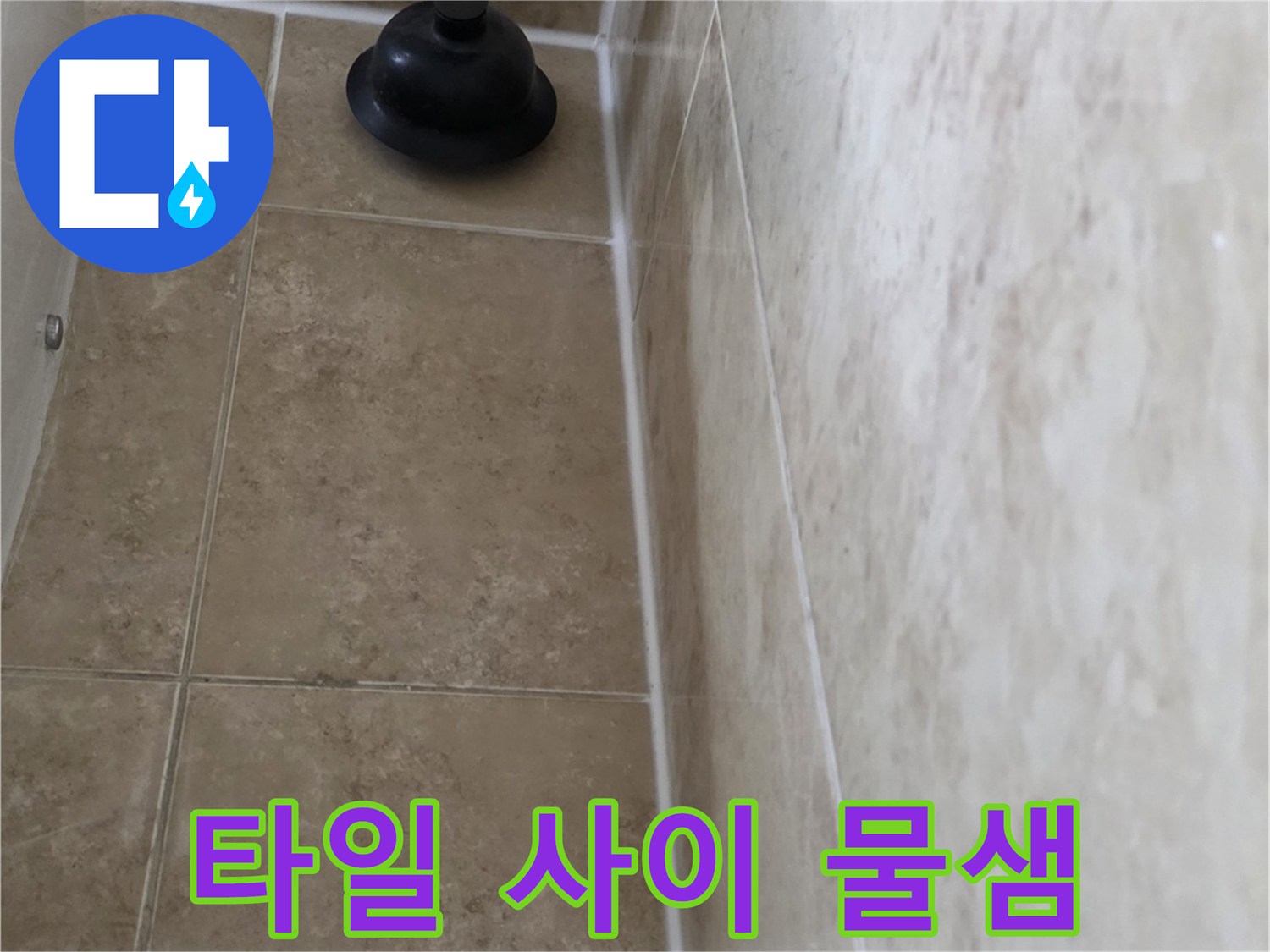 주택 화장실 타일 사이로 물이 스며드는 것을 보여주는 현장 사진-누수 전문가의 면밀한 조사가 진행되었습니다