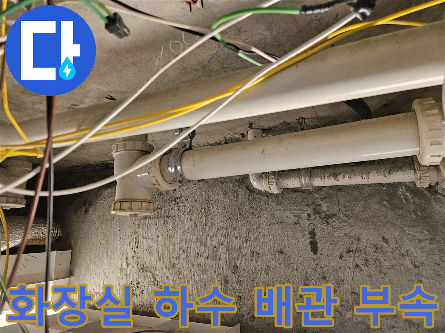 울산 중구 현장의-화장실 하수 배관 와이 부속 교체 작업 전 모습