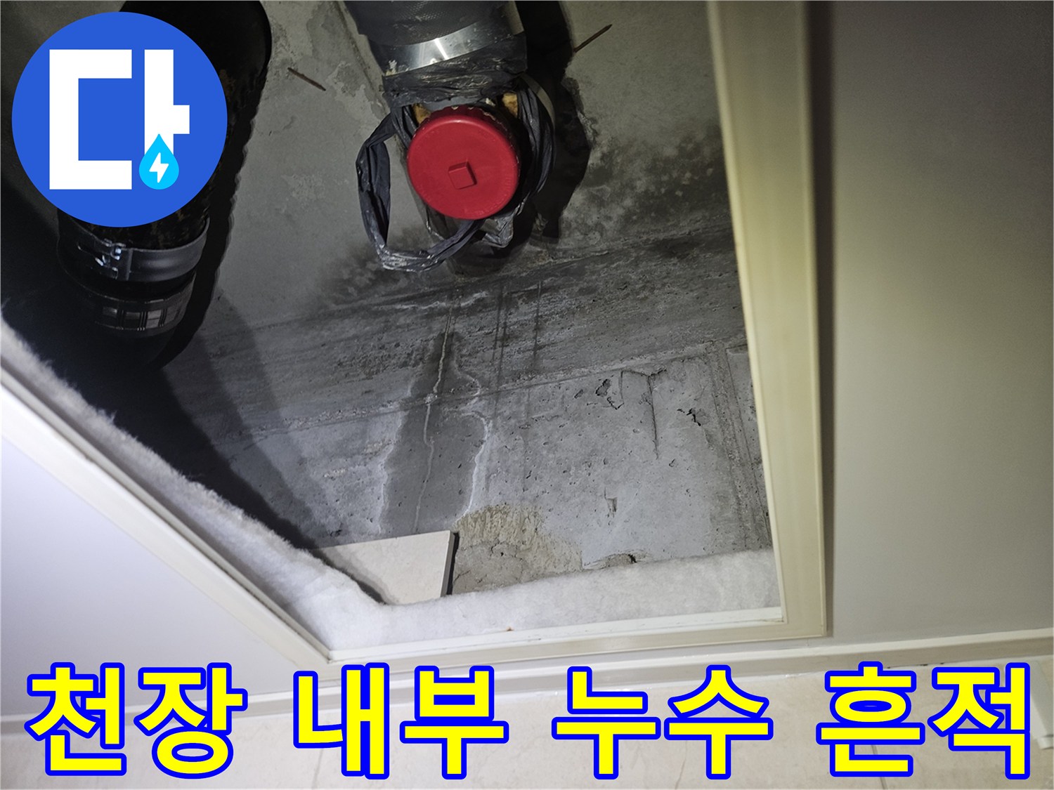 안양 아파트 현장-배관 주변 콘크리트 슬래브의 습기 및 백화 현상