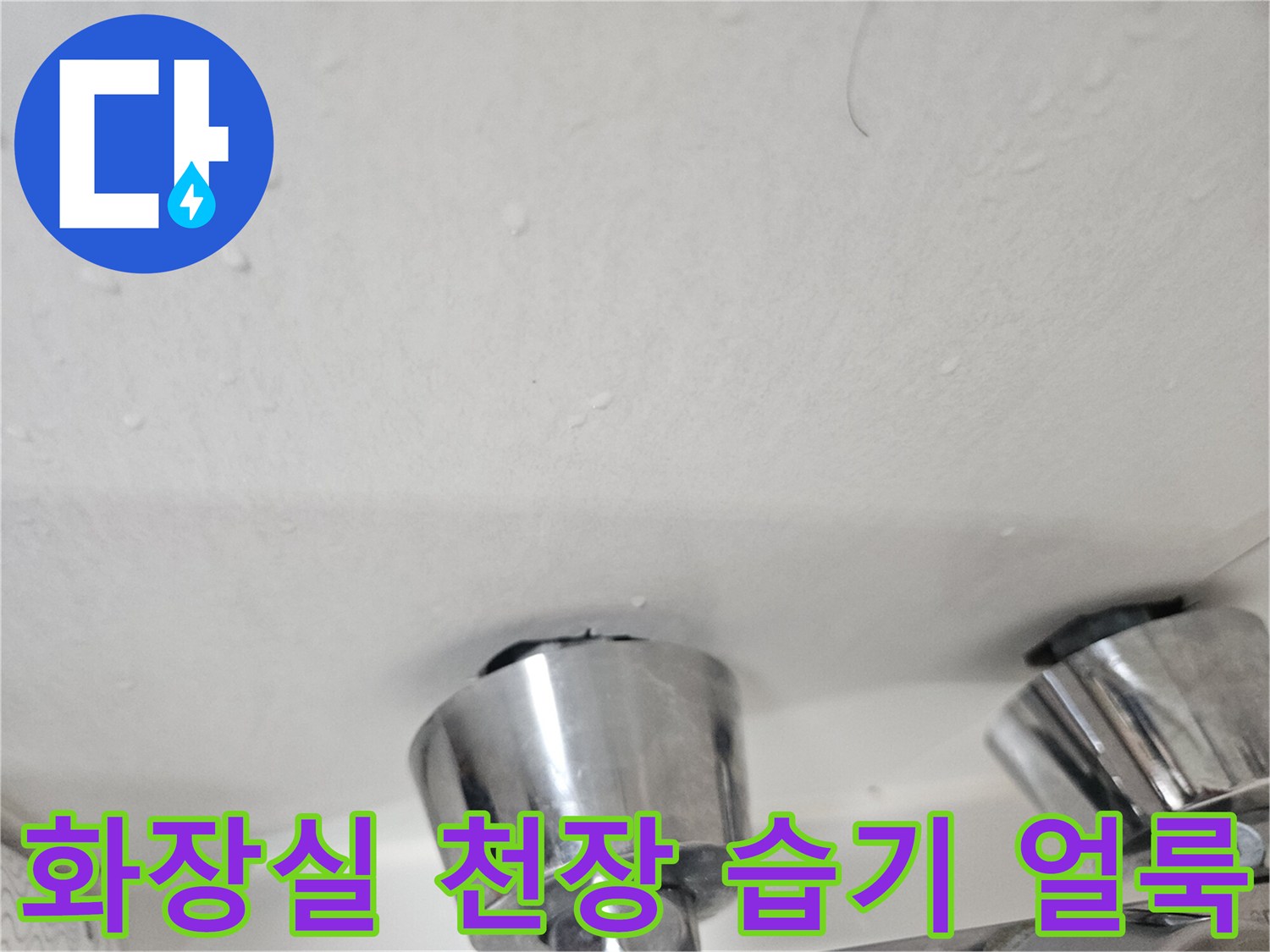 화장실-천장-패널에-맺힌-습기와-얼룩-상태