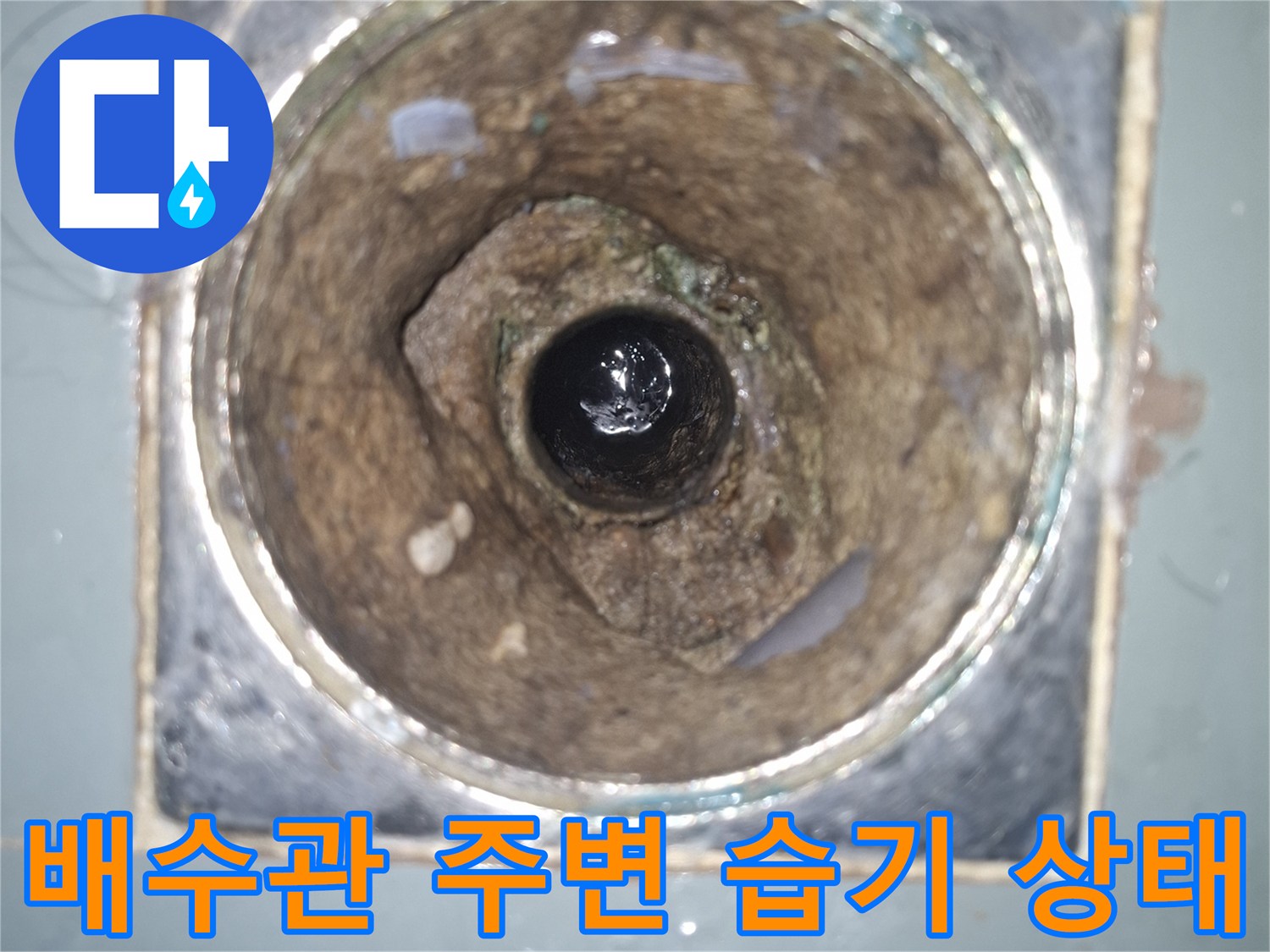 파손된-배수구-주변의-습기와-이물질-상태-촬영