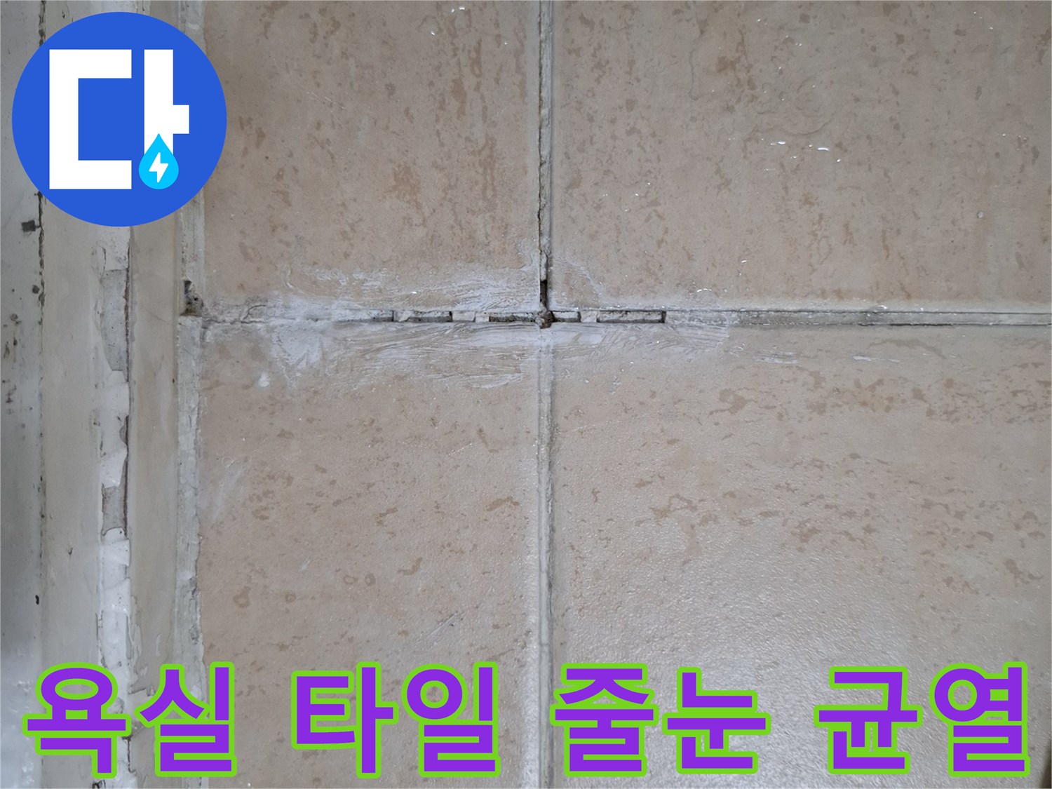 노원구 아파트 욕실 타일 사이의 벌어진 틈과 하얀 백시멘트 탈락 상태