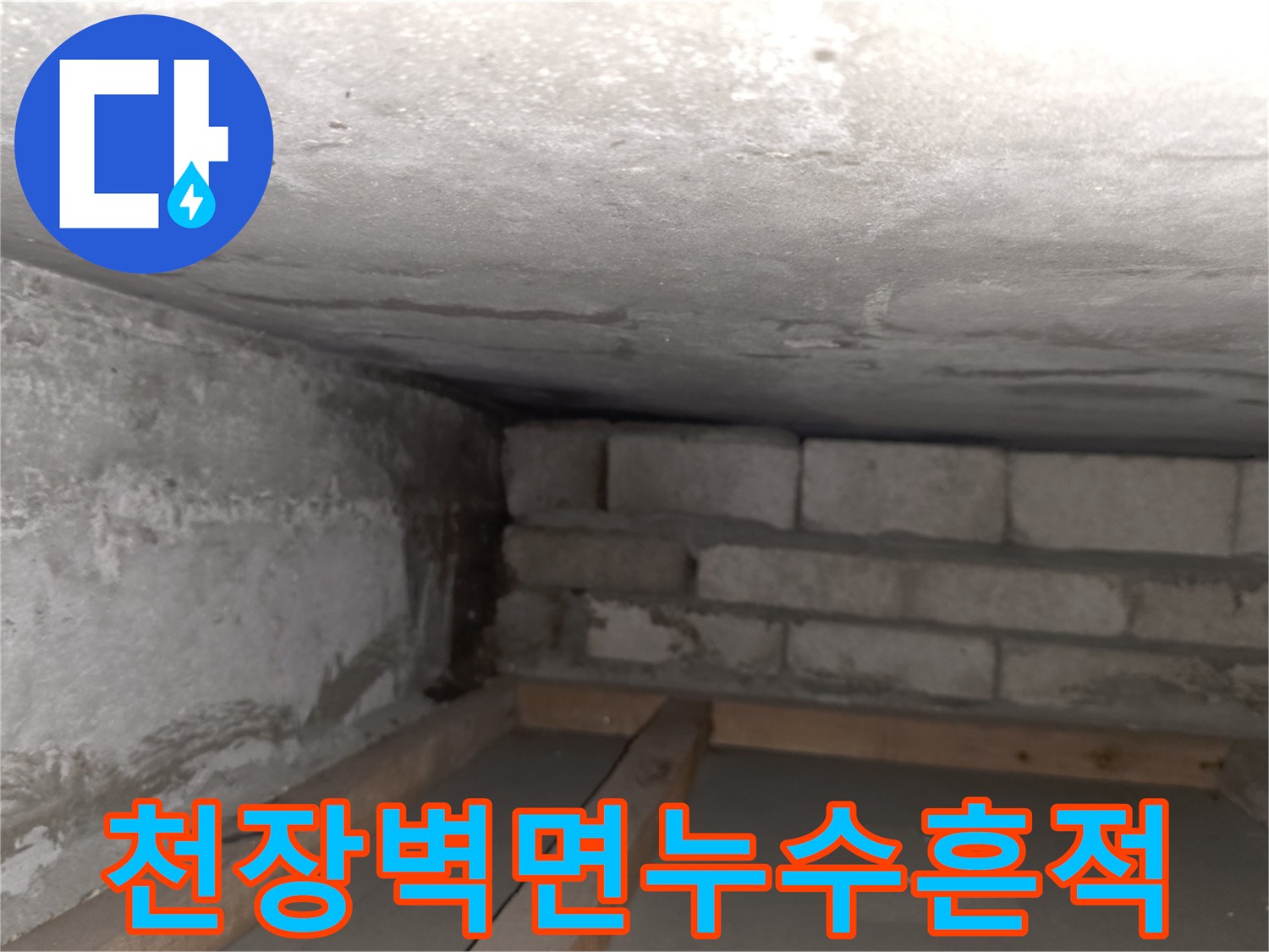 양천구-신월동-현장의-콘크리트-천장과-벽돌-벽체-누수-상태
