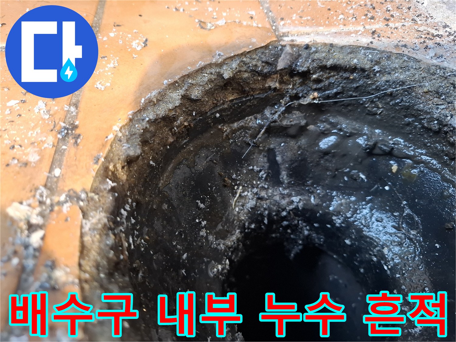 욕실-배수구-하부-배관-연결부의-누수-흔적-및-오염