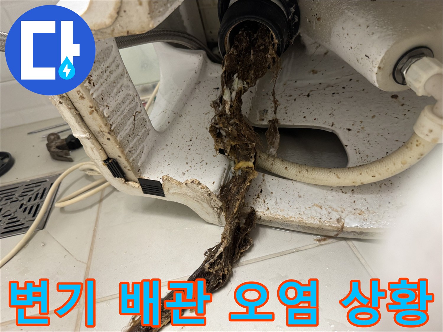 오수관-내부에서-쏟아져 나온-배관-찌꺼기들
