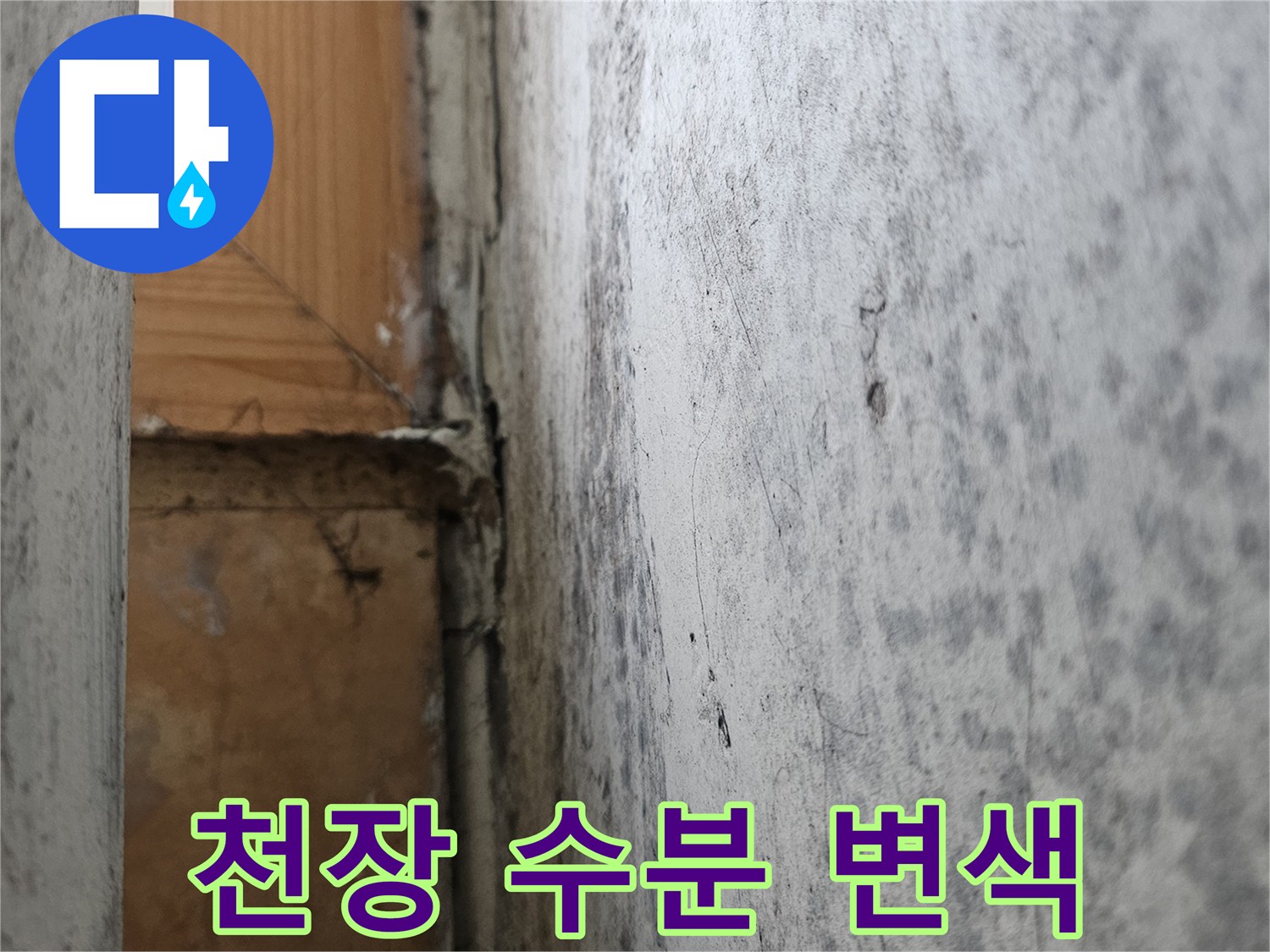 아파트 베란다 천장-물기가 스며들어 발생한 곰팡이와 얼룩