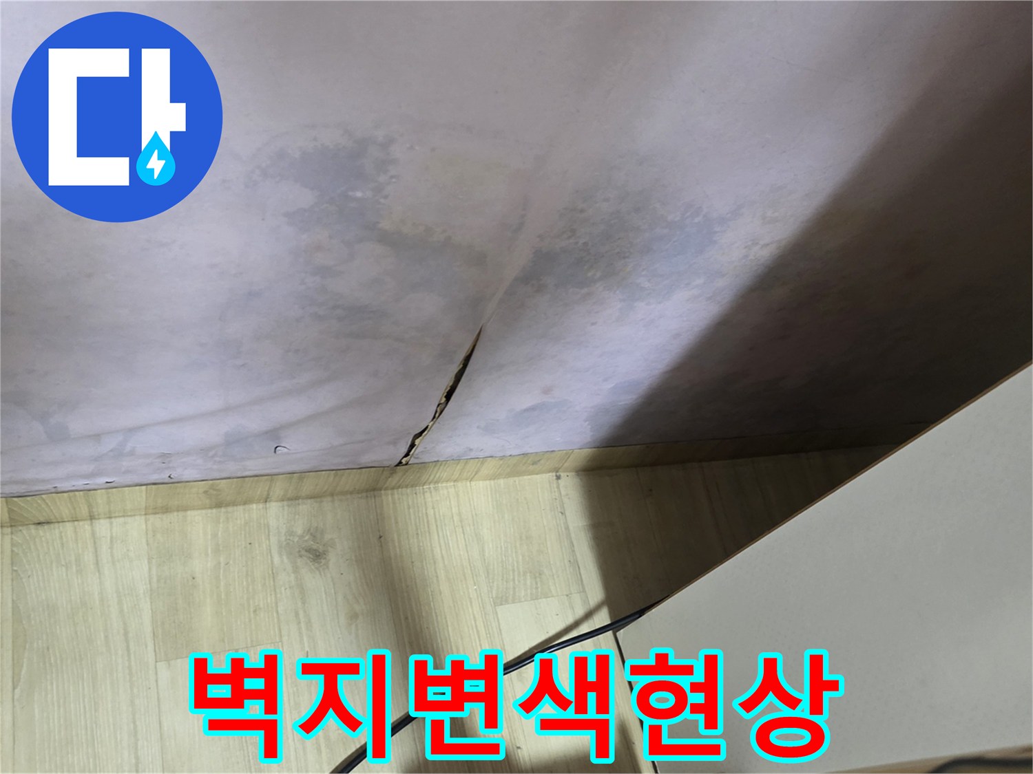 광진구 구의동 현장 - 벽지 하단부가 젖어 변색된 모습