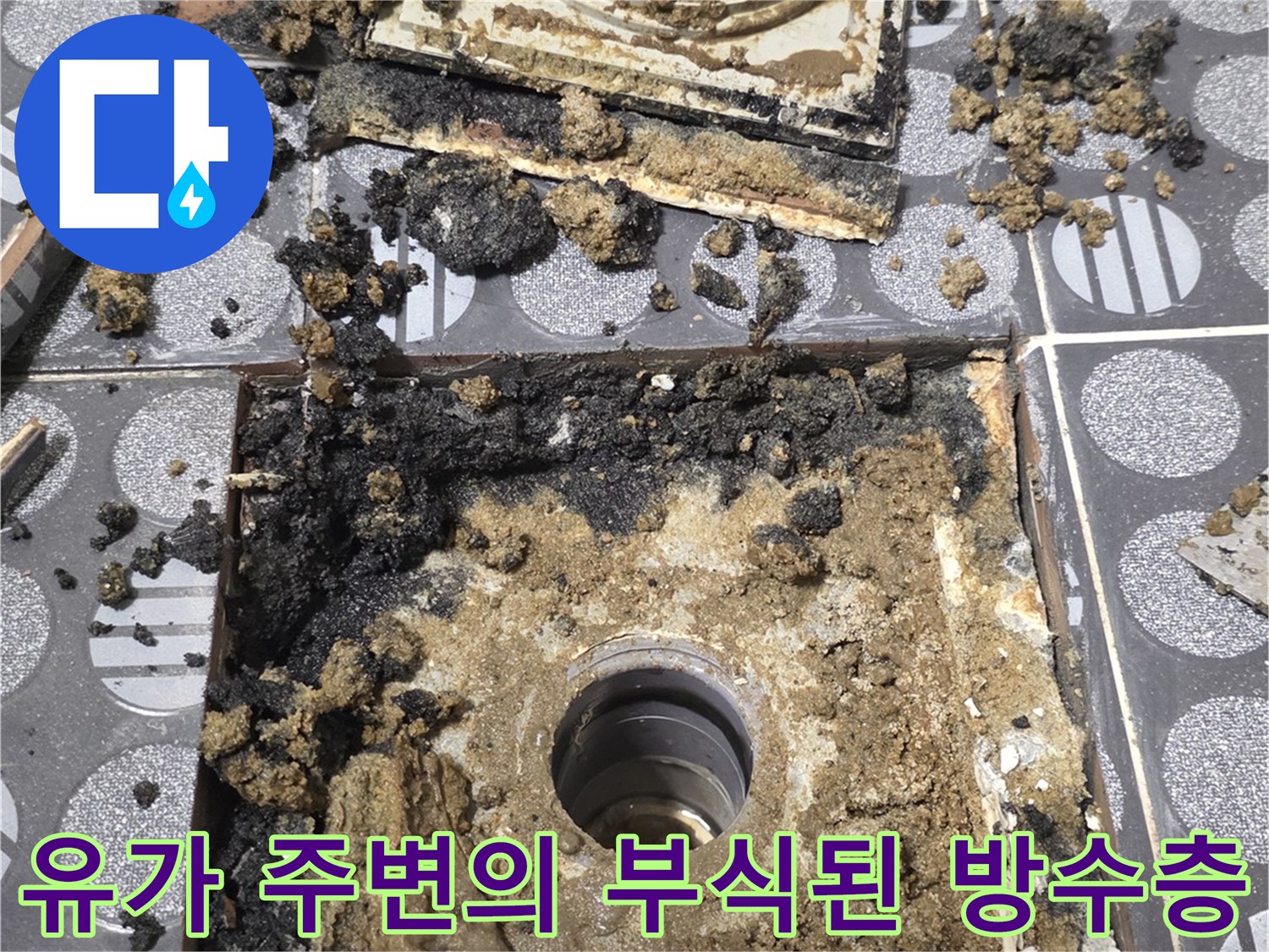 하수구-주변-방수층-부식으로-발생한-누수-현장
