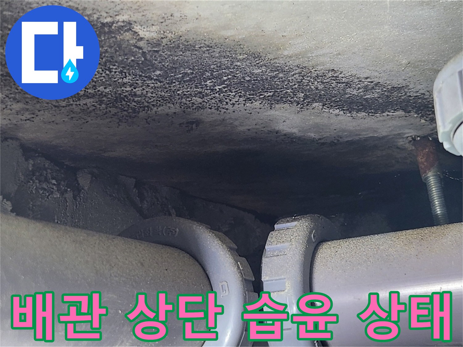 천장-슬래브-면의-물자국과-어두운-변색-부위