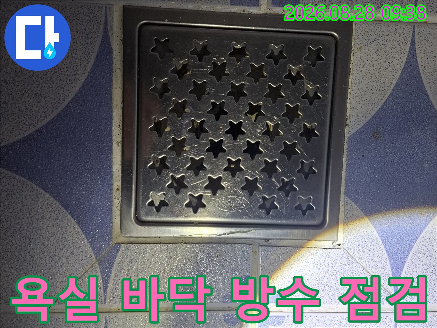 스테인리스 유가-푸른색 패턴 타일과 배수구 덮개