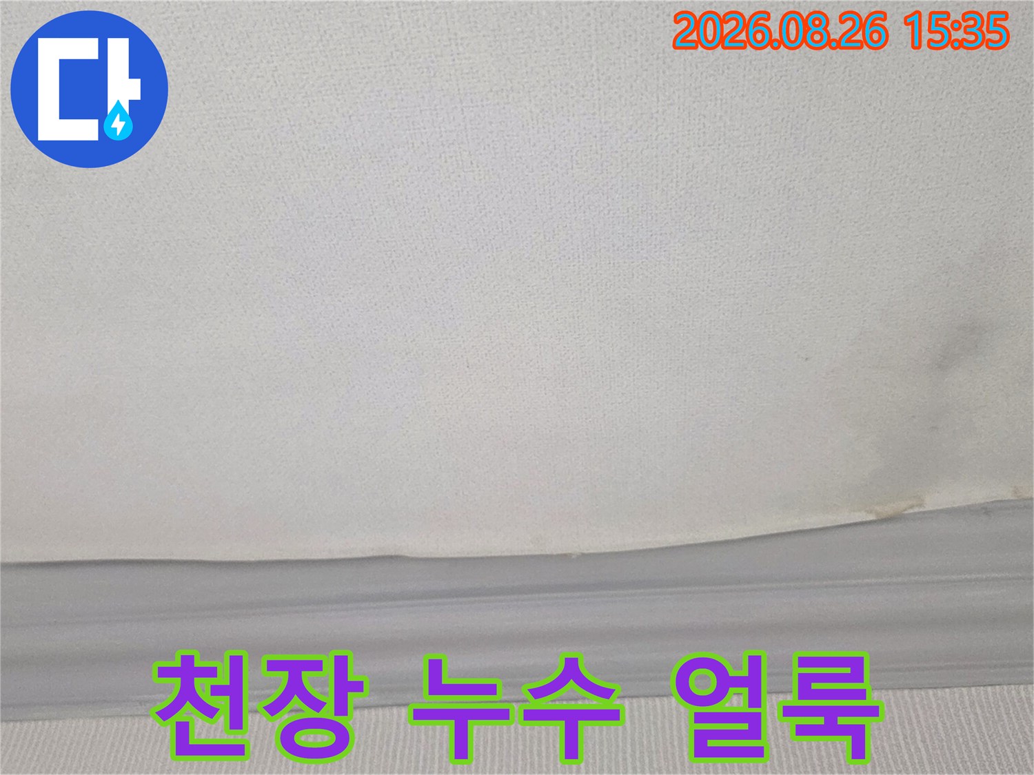 경기 광주 송정동 빌라 천장에 발생한 습기 및 곰팡이 흔적