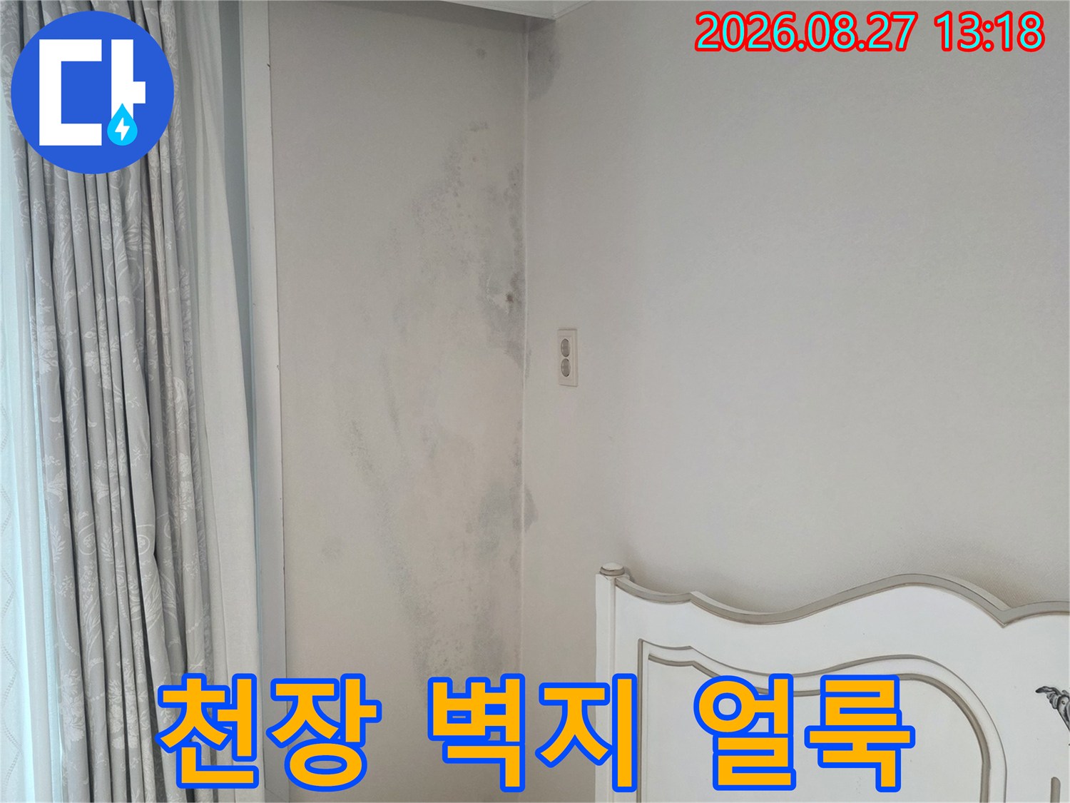 분당 수내동 아파트 천장 벽지에 발생한 커다란 물 얼룩 현상