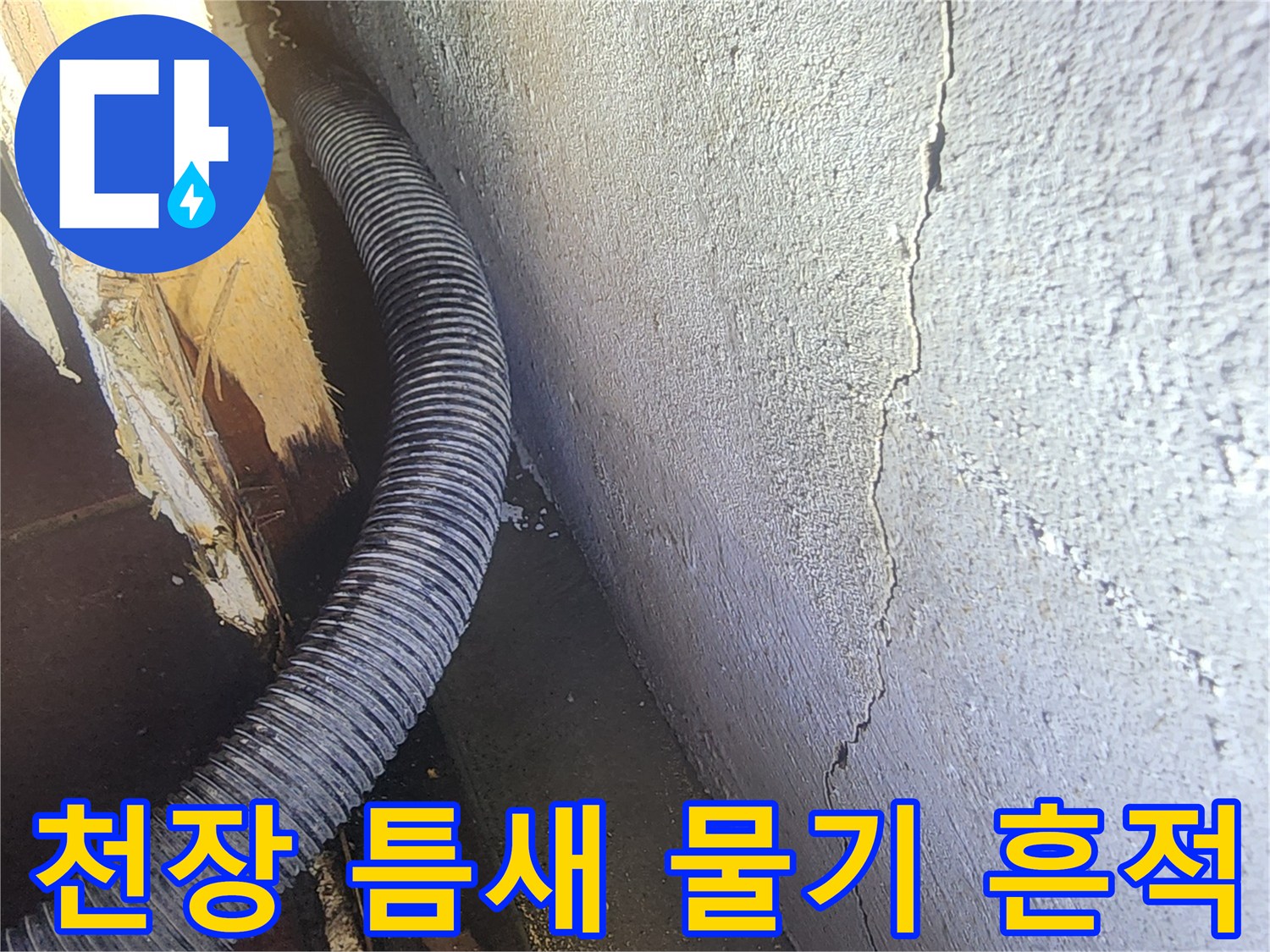 지하 공간-천장 갈라진 틈 사이의 습기 침투
