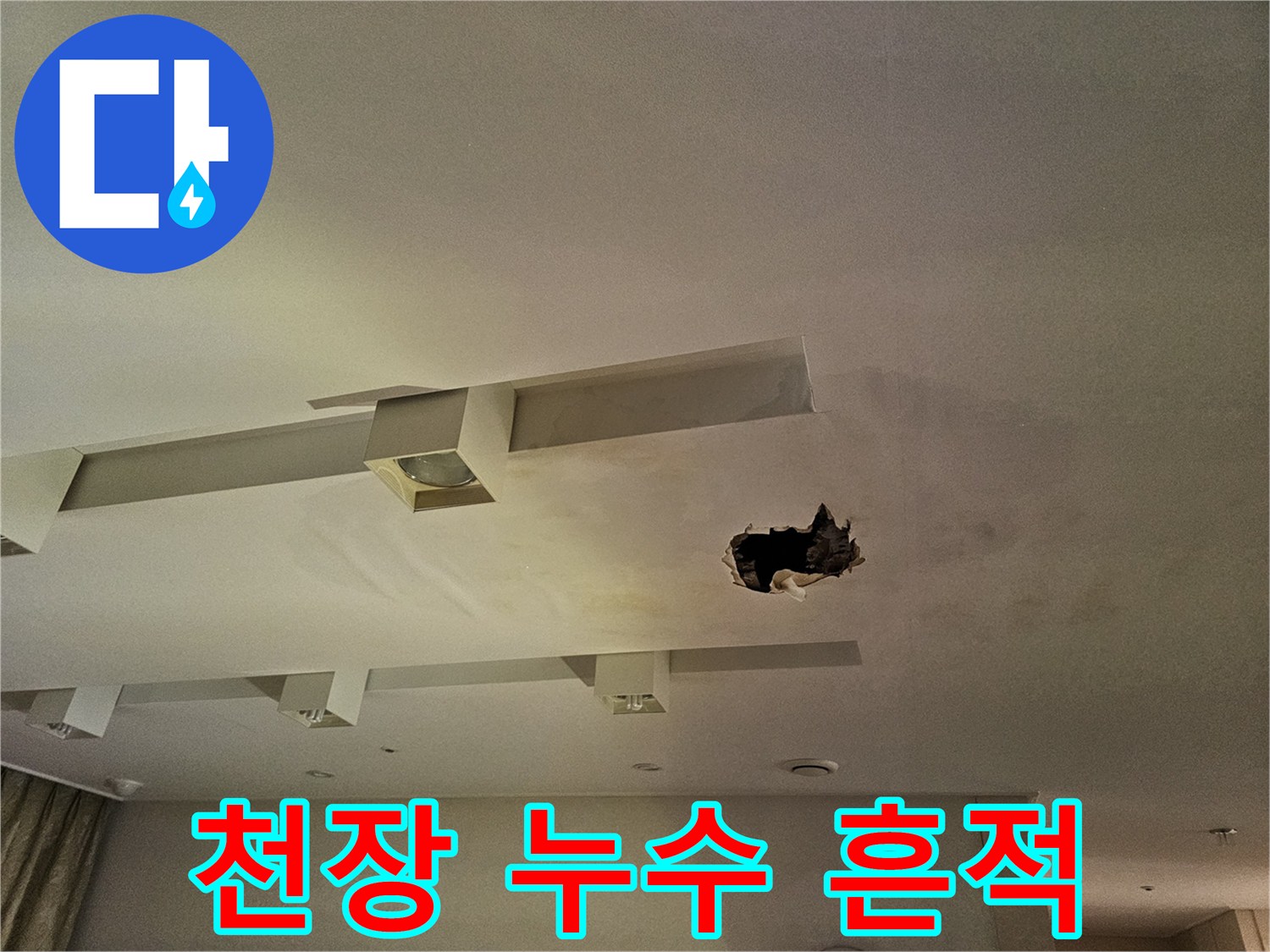 분당 백현동 아파트-천장 물자국과 훼손된 부위