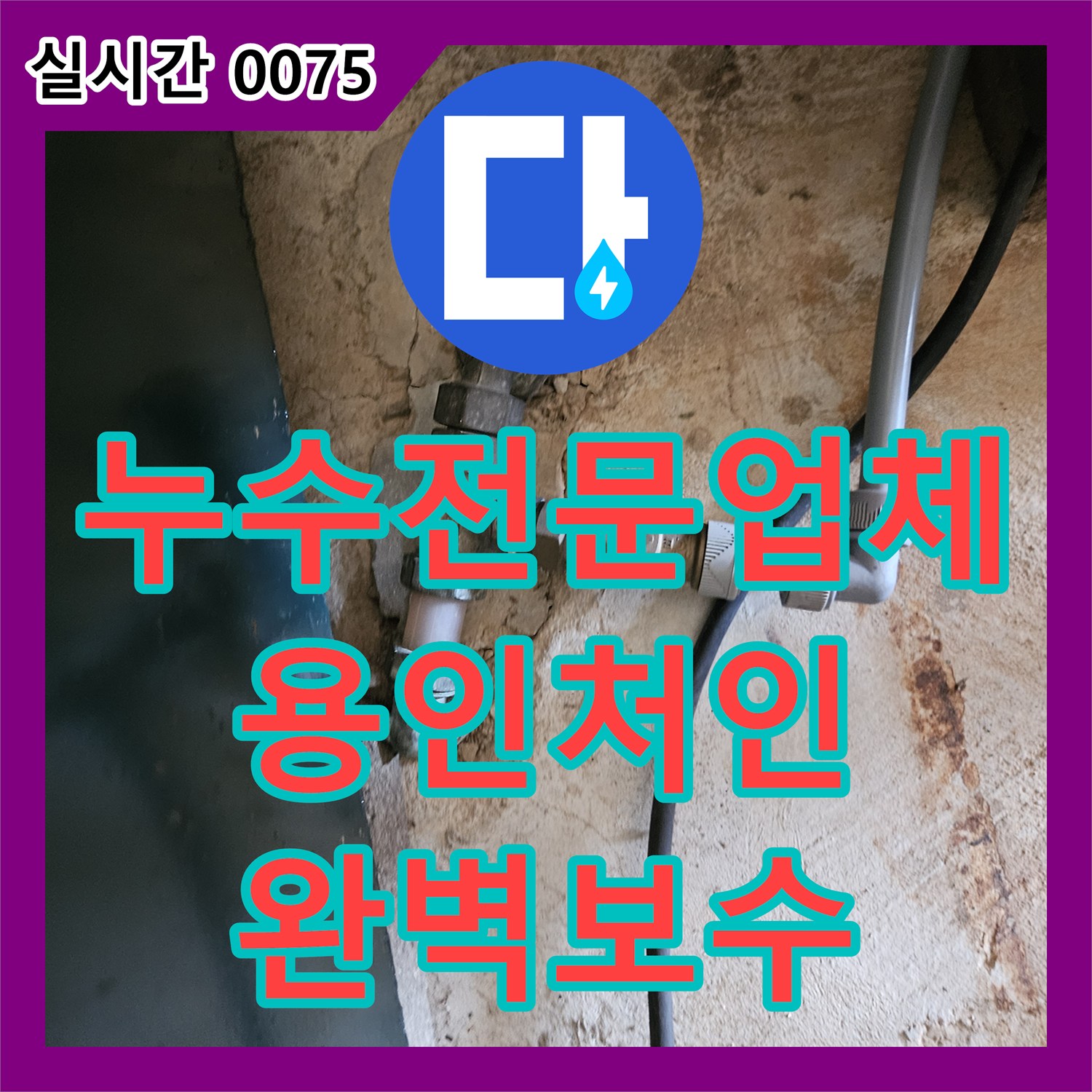 누수전문업체 계량기 인근 매립 배관의 파손 지점을 찾아 정밀하게 보수한 경기 용인시 처인구 백암면 현장