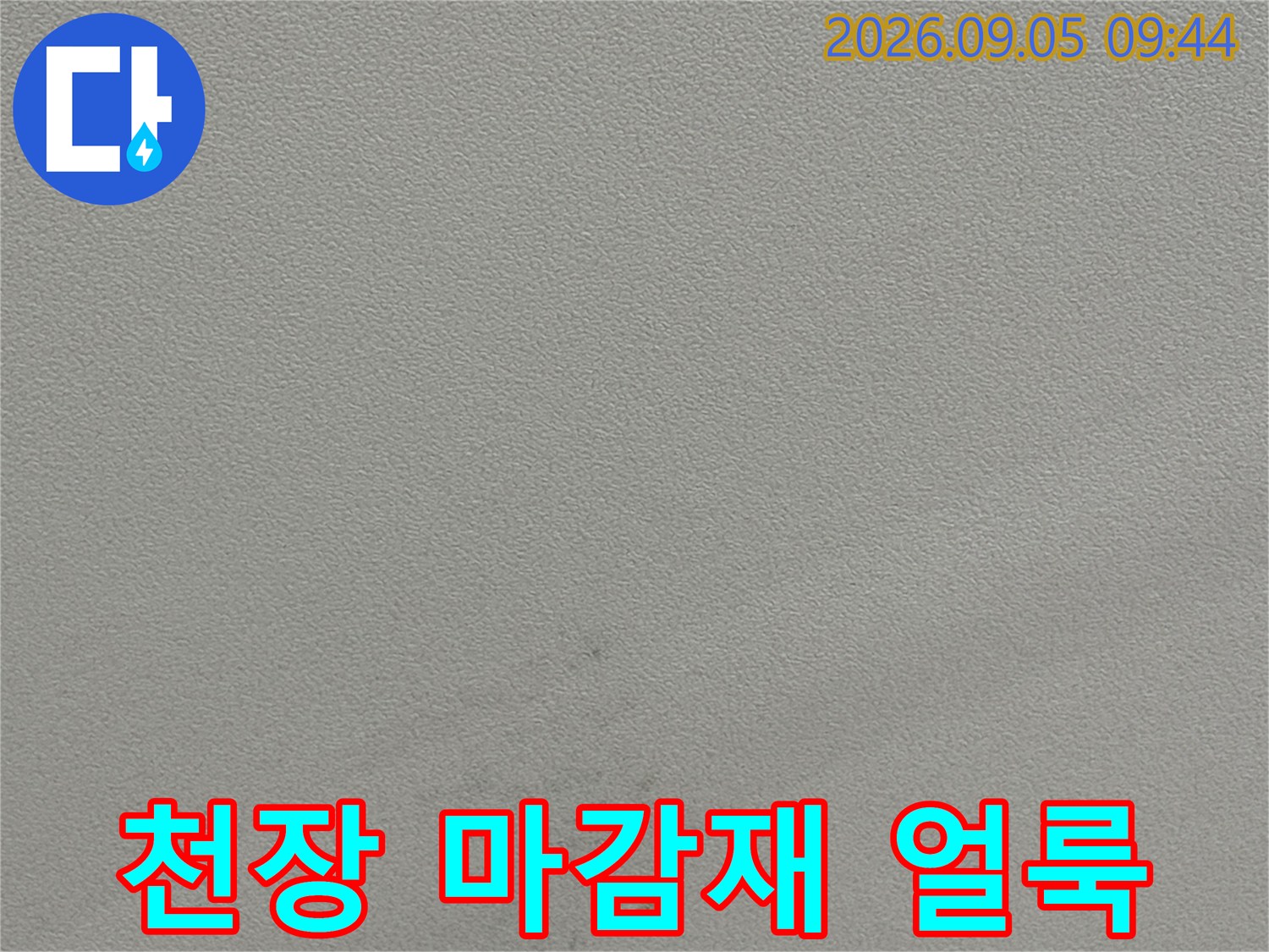 동천동 현장의-화장실 천장 면에 발생한 물자국과 변색 부위