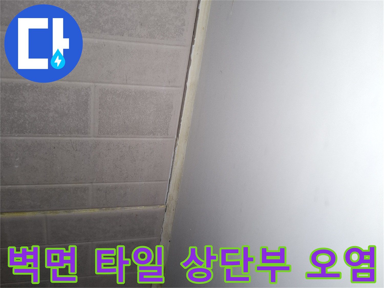 벽면-타일-상단과-천장-경계-부분의-오염-상태