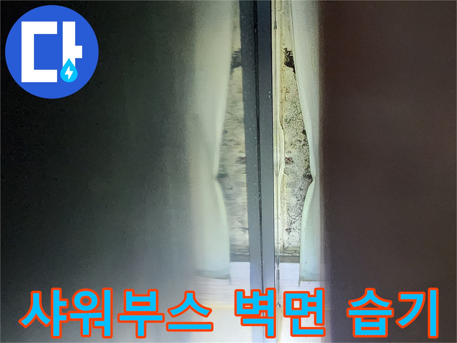 관양동 현장-샤워부스 내부 벽면의 습기와 물기 상태