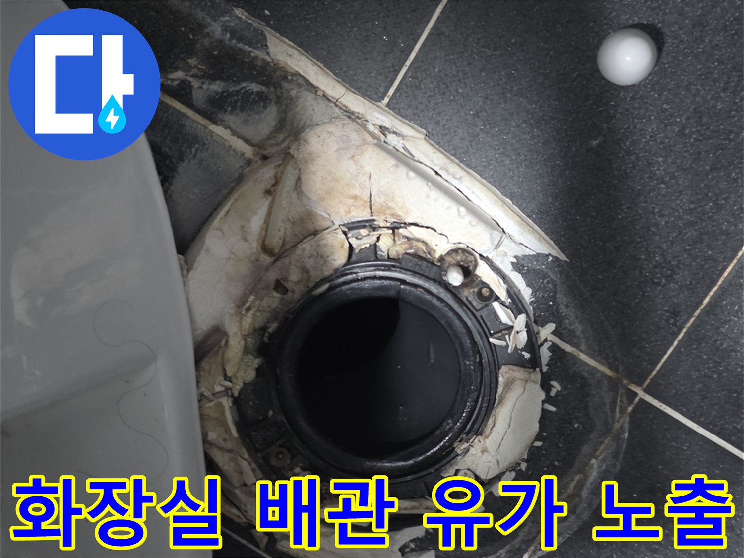 노원구 월계동 현장-배수구 주변의 파손된 타일과 방수층