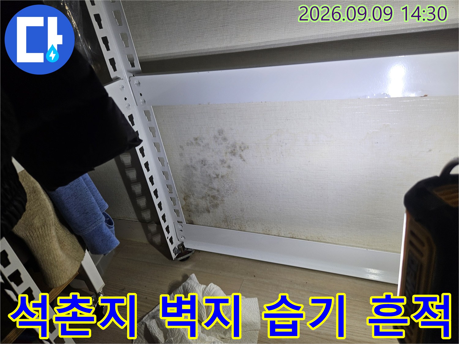 송파구 석촌동 거실 벽면의 누수로 인한 곰팡이와 얼룩