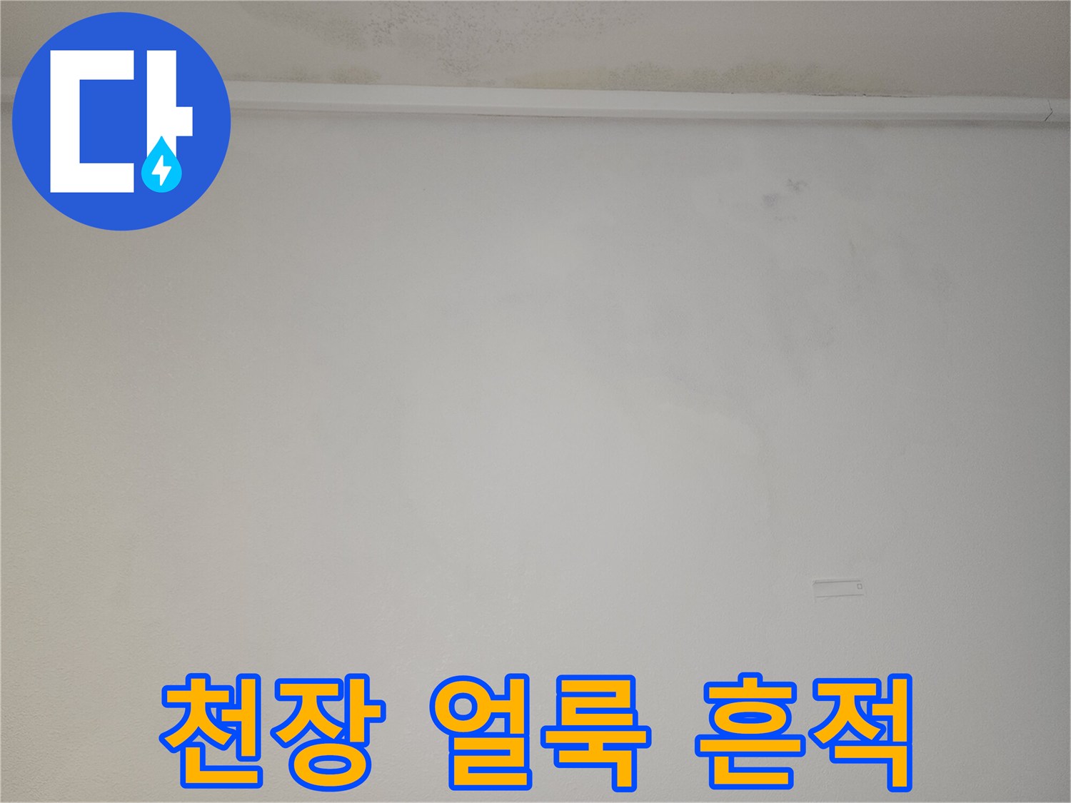 도화동 아파트 천장 상단에 발생한 누수 흔적과 변색 부위