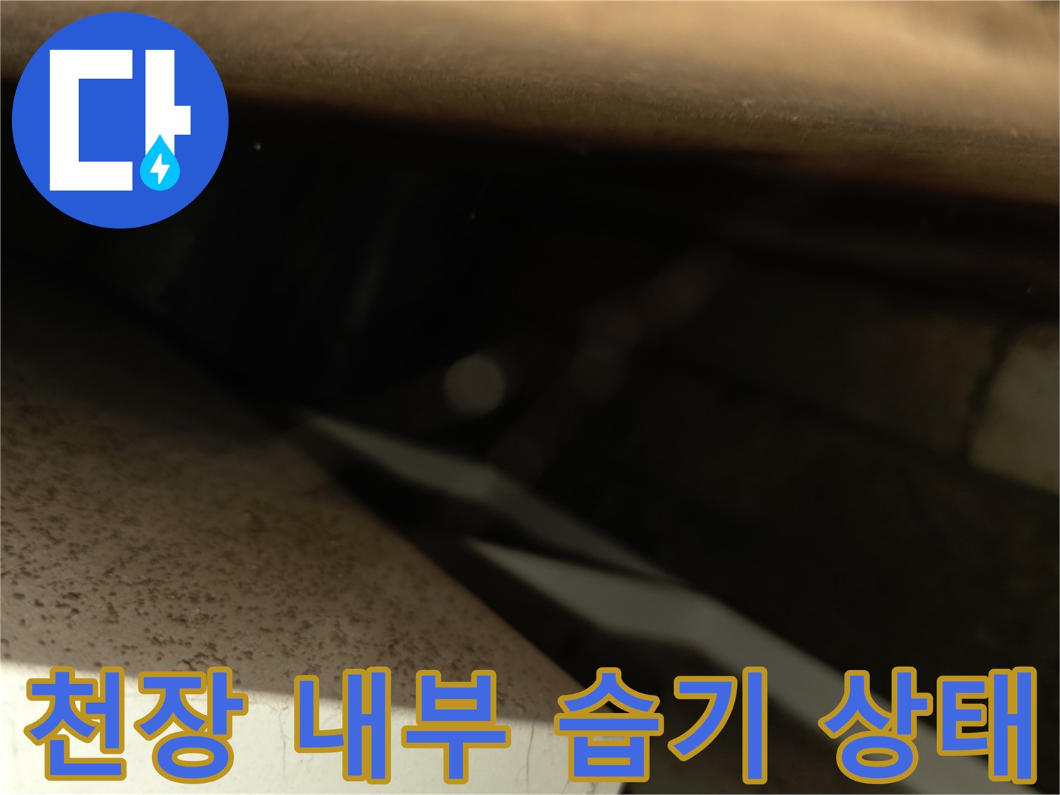 서초구 양재동 현장의 천장 내부 배관 주변 습기 상태